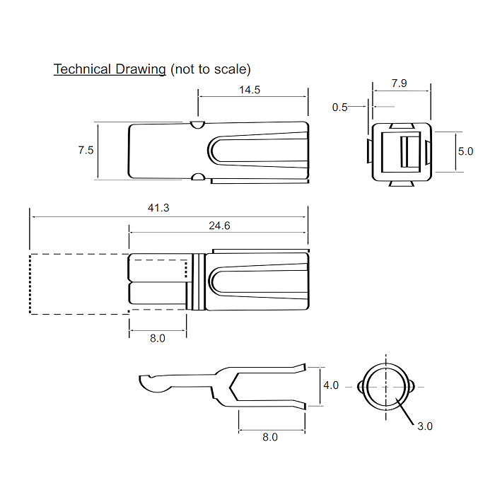 0-014-01 | Durite Black Battery Cable Connector - 30A