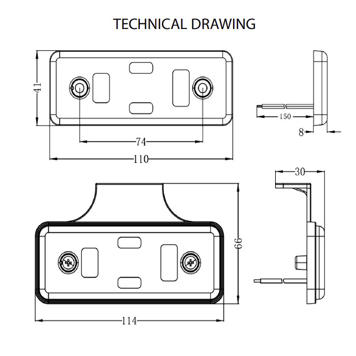 017090 Durite 12V or 24V LED Amber Side Marker Light