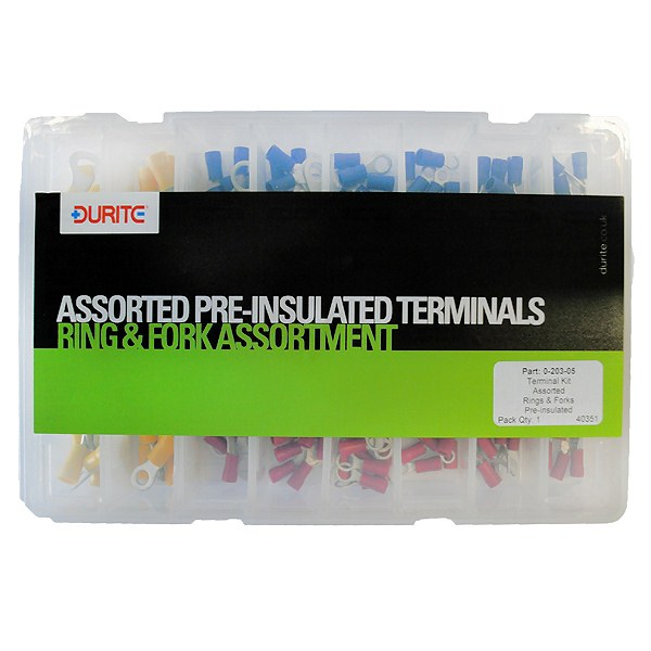 0-203-05 Durite Assorted Pre-insulated Ring and Fork Terminals
