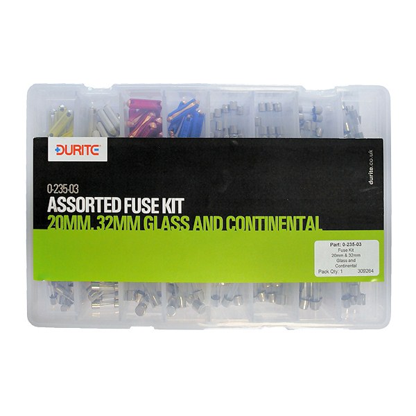 0-235-03 260 Durite Assorted 20mm, 32mm Glass and Continental Fuse Kit
