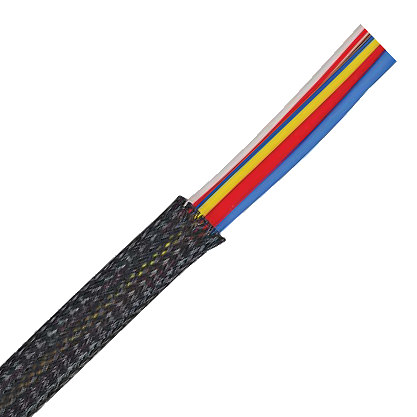 0-325-19 10m Black Expandable Flame Retardant Braided Sleeving 19.1mm ID