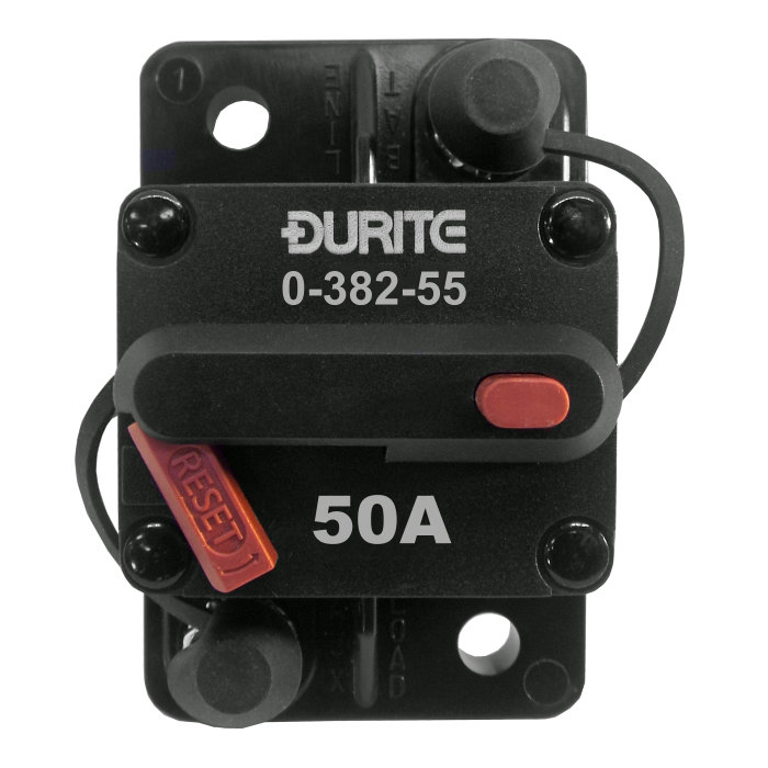 0-382-55 Durite 12V-24V DC 50A Manual Reset Circuit Breaker