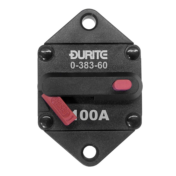 0-383-60 Durite 12V-24V DC 100A Panel Mounted Circuit Breaker