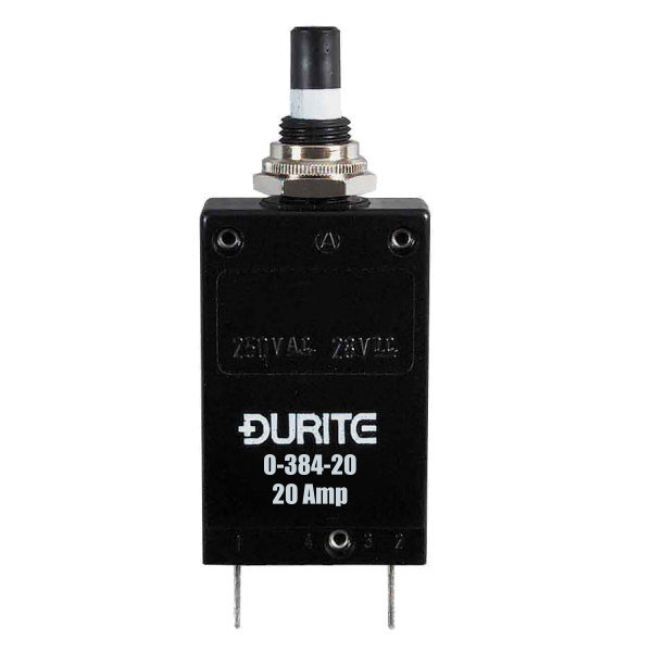 0-384-20 Durite Pin Base or Panel Mount Circuit Breaker 20A