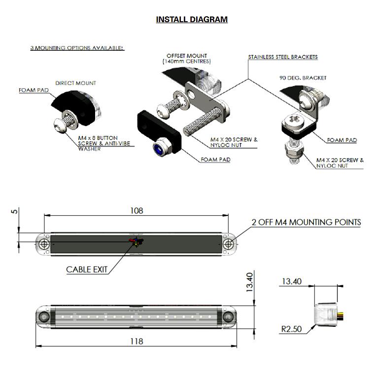 044190 Durite 12V24V R65 6 Amber LED Warning Light