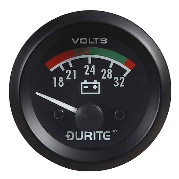 M617-B UK 24v BATTERY METER GUAGE 52MM DIAL BLACK DIAL RED AND GREEN BAR 24VOLT 
