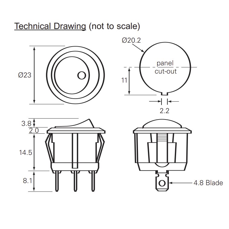 053105 Durite OnOff Red LED Round Rocker Switch 10A