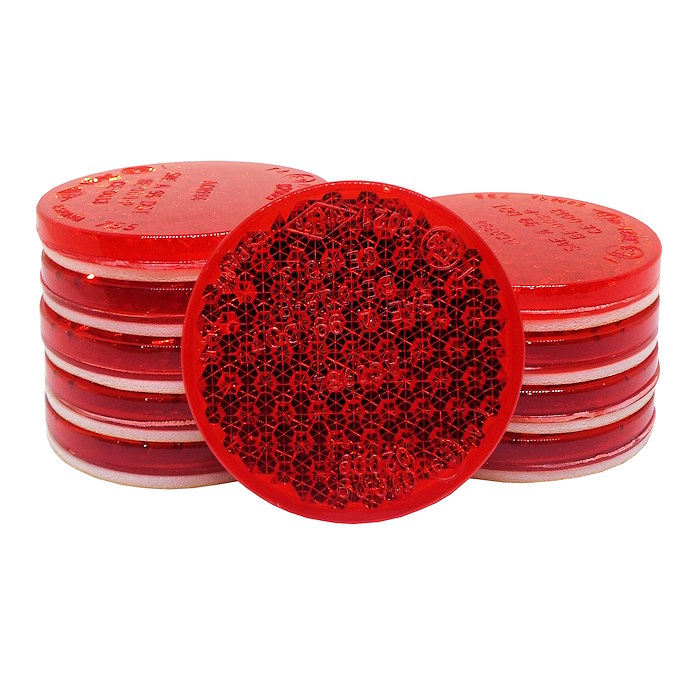 0-665-75  10 Round Red Self-Adhesive Reflex Reflectors