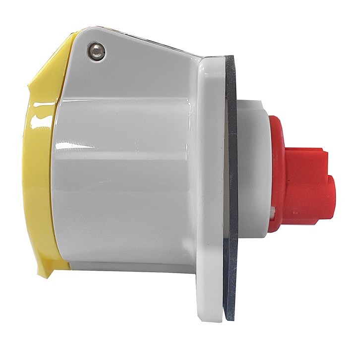 0-698-68 | Durite 110VAC 16A Yellow Panel Mounted Socket