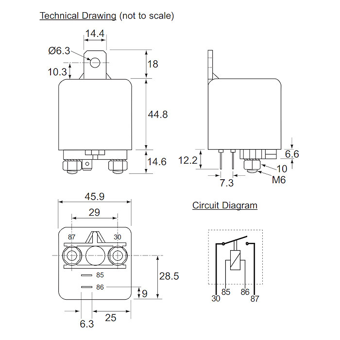 Durite 12Vdc 120A Heavyduty Make and Break Relay 072718