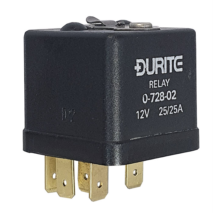 0-728-02 Durite 12V 25A Latching Changeover Relay with Resistor