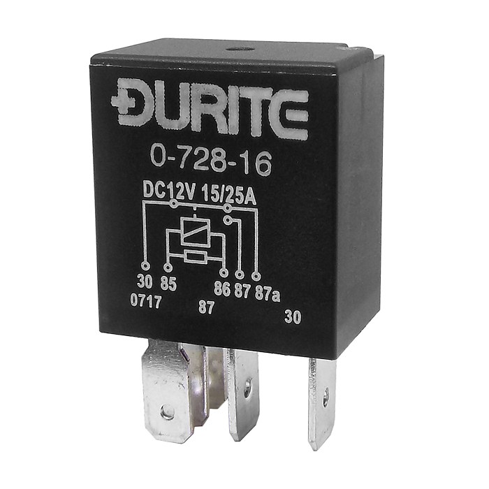 0-728-16 Durite 12V 15A-25A Micro Changeover Relay with Resistor