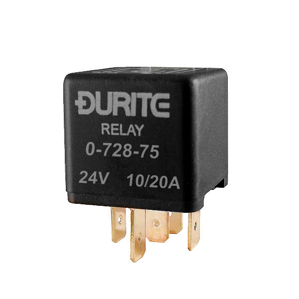 0-728-75 Durite 24V 10A-20A Mini Changeover Relay with Sealed Resistor