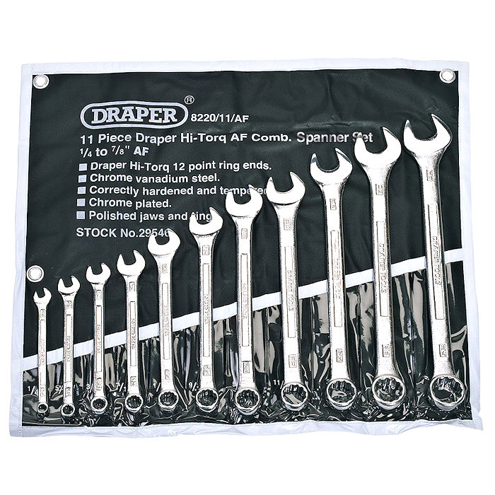 29546 | Draper Expert Hi-Torq Imperial Combination Spanner Set (11 Piece)