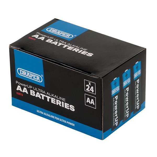 03973 | Draper PowerUP Ultra Alkaline AA Batteries (Pack of 24)
