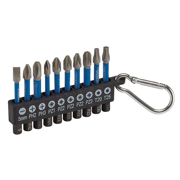 04933 | Draper Expert Impact Screwdriver Bit Set 50mm 1/4'' Hex (10 Piece)