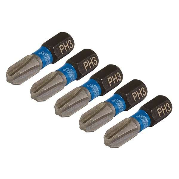 04936 | Draper Expert Cross Slot/PH Type Impact Screwdriver Bits No.3 x 25mm 1/4'' Hex (Pack of 5)