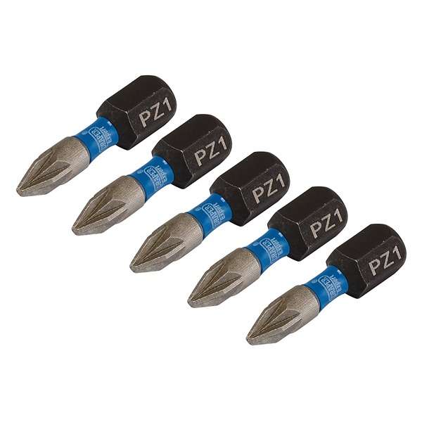 04950 Draper Expert PZ Type Impact Screwdriver Bits No.1 x 25mm 1 4 Hex Pack of 5