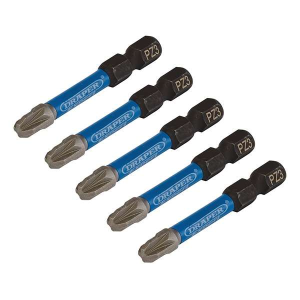 05648 | Draper Expert PZ-Type Impact Screwdriver Bits No.3 x 50mm 1/4'' Hex (Pack of 5)