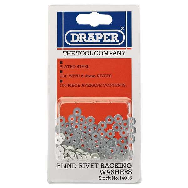 14013 Draper Rivet Backing Washers 2.4mm (100 Piece)