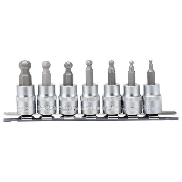 16296 | Ball-end Hex. Socket Bit Set 3/8'' Square Drive 48mm (7 Piece)