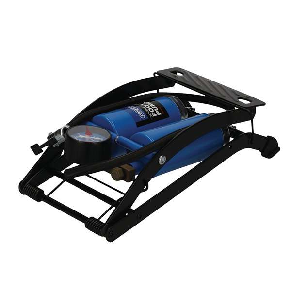 25996 Draper Double Cylinder Foot Pump with Pressure Gauge