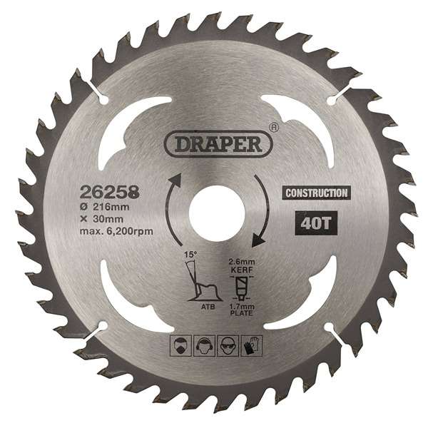 26258 | TCT Construction Circular Saw Blade 216 x 30mm 40T