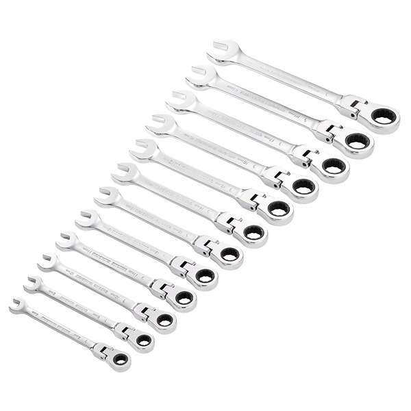 27733 | Draper HI-TORQ® Metric Flexible Head Ratchet Combination Spanner Set (12 Piece)