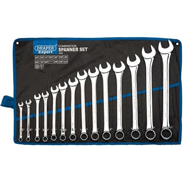 Draper 33685 Imperial-Sechskantschlüssel-Set, 8-teilig – Chrom-Vanadium-Stahl, Blau