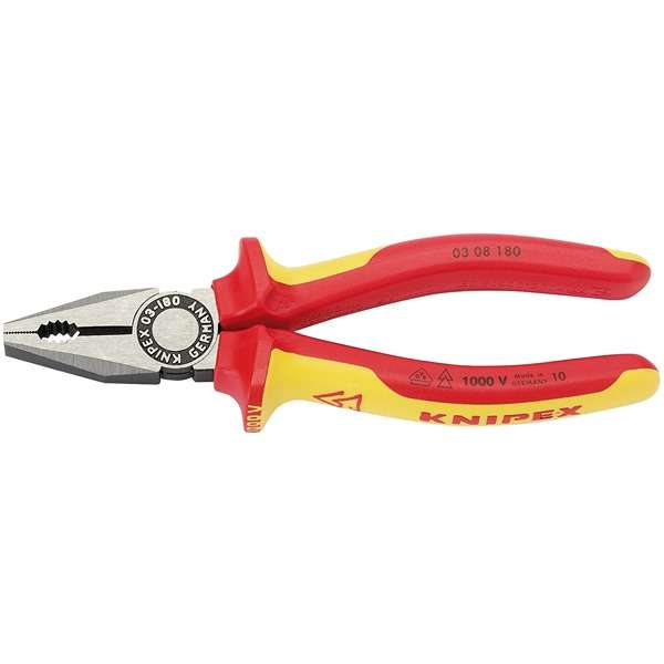 31918 | Knipex 03 08 180UKSBE VDE Fully Insulated Combination Pliers 180mm