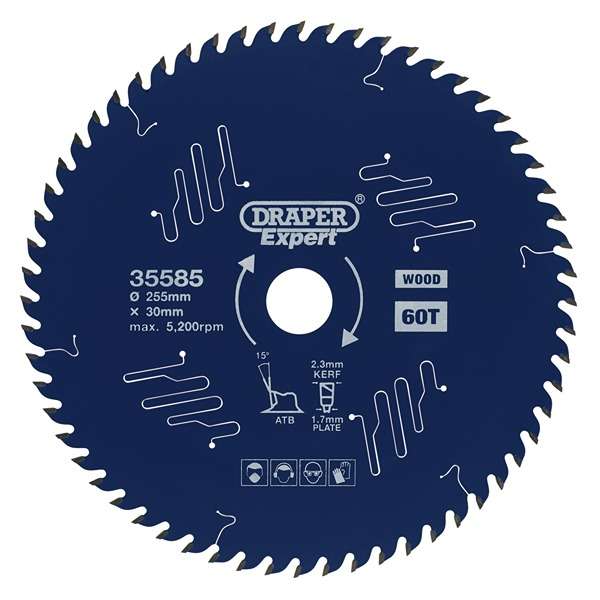 35585 | Draper Expert TCT Circular Saw Blade for Wood with PTFE Coating 255 x 30mm 60T