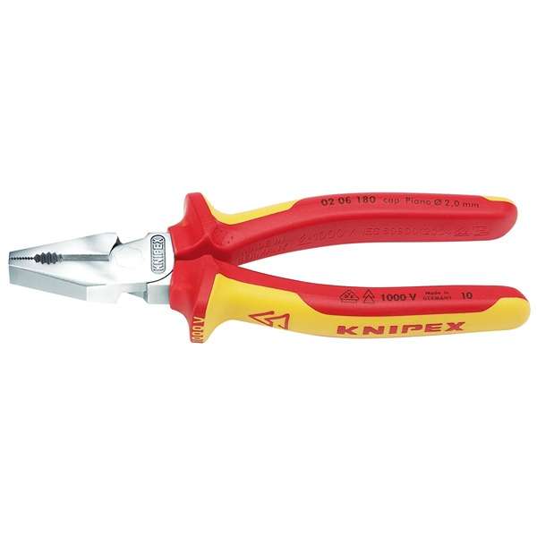 49168 | Knipex 02 06 180 Fully Insulated High Leverage Combination Pliers 180mm