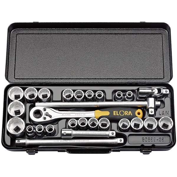 50650 | Elora Metric and Imperial Socket Set 1/2'' Square Drive (28 Piece)