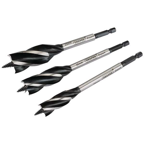 54634 Draper Expert 4 Fluted Auger Bit Set 165mm 3 Piece