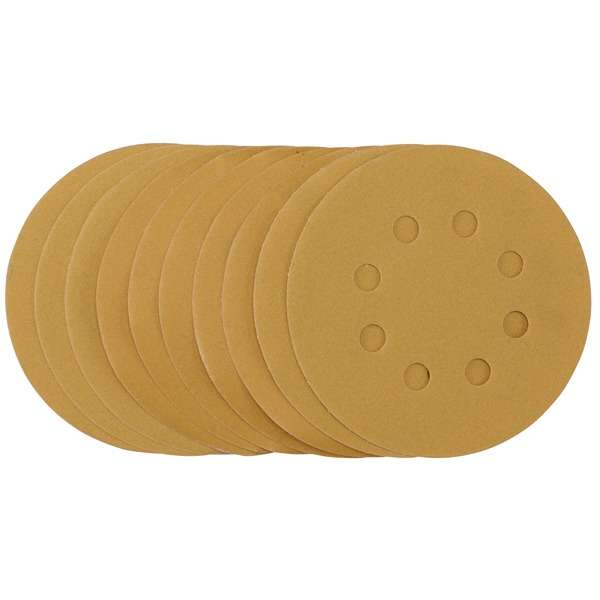 59766 | Gold Sanding Discs with Hook & Loop 125mm 320 Grit (Pack of 10)