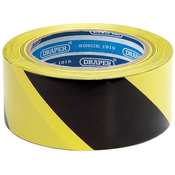 63382 | Adhesive Hazard Tape Roll 33m x 50mm Black and Yellow