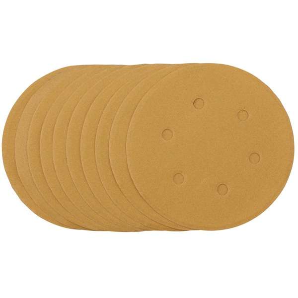 64257 | Gold Sanding Discs with Hook & Loop 150mm 240 Grit (Pack of 10)