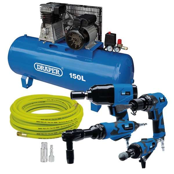 70530 Draper Tools Compressor & Air Tool Kit 150L