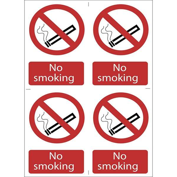 72166 | No Smoking' Prohibition Sign (Pack of 4)