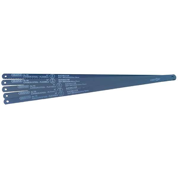 74118 | Assorted Flexible Carbon Steel Hacksaw Blades 300mm (Pack of 5)