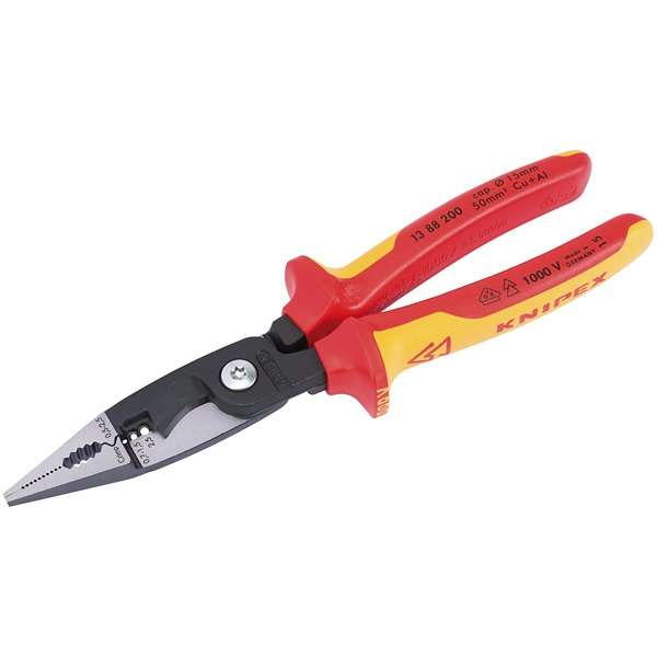 80803 | Knipex 13 88 200UKSBE Fully Insulated Electricians Universal Installation Pliers 200mm