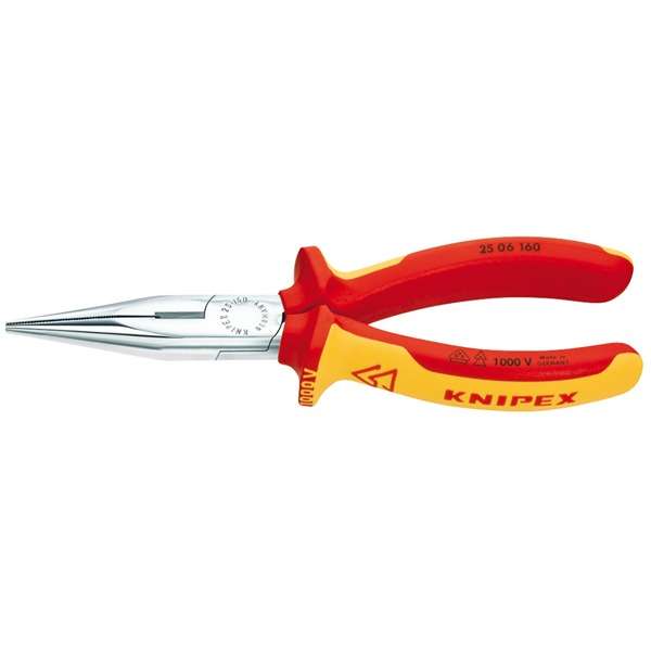 81238 | Knipex 25 06 160 SBE Fully Insulated Long Nose Pliers 160mm