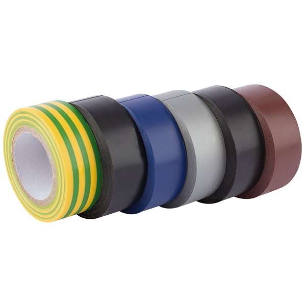 90086 | Insulation Tape 10m x 19mm Mixed Colours (Pack of 6)