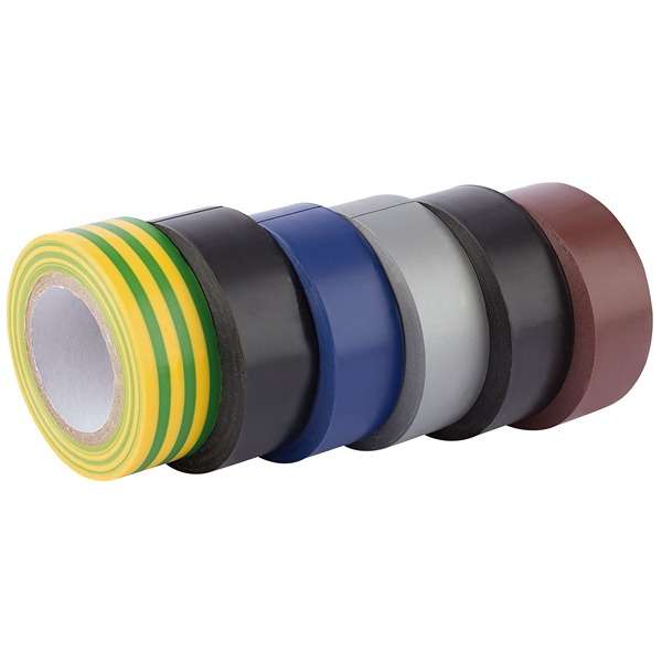 90086 Draper Insulation Tape 10m x 19mm Mixed Colours Pk6