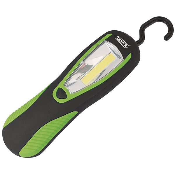 94520 | COB LED Work Light with Magnetic Back and Hanging Hook 3W 200 Lumens Green 3 x AA Batteries Supplied