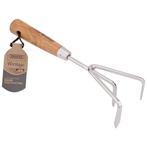 99026 | Draper Heritage Stainless Steel Hand Cultivator with Ash Handle