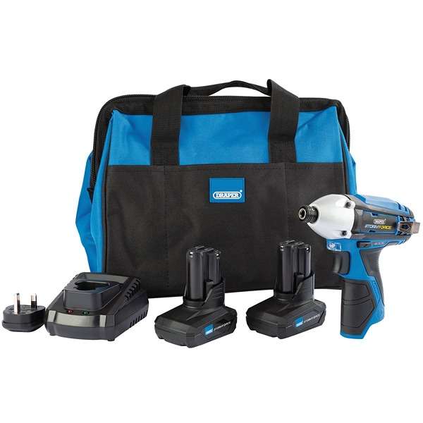 99723 | Draper Storm Force 10.8V Power Interchange Impact Driver Kit 2 x 4.0Ah Batteries 1 x Charger 1 x Bag