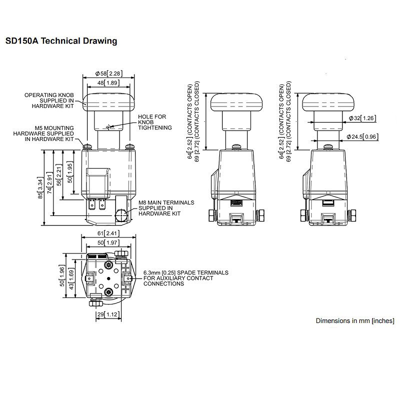 SD150LA-TBC | Albright 150A 24V On-Off Emergancy Stop Switch