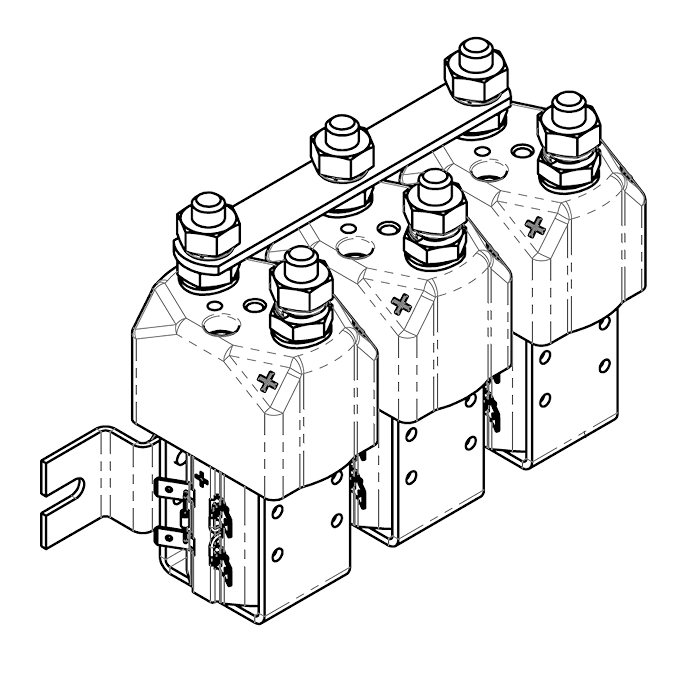 SU288-3 Albright 28Vdc Bank of 3 Single Pole Solenoid Contactors - Continuous