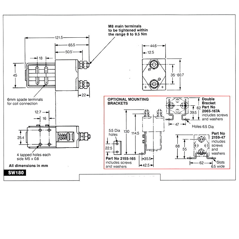 SW180-1 | Albright 12V Single-acting Solenoid Contactor 150A